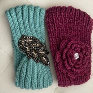 Knit Headbands with Decorative Accents